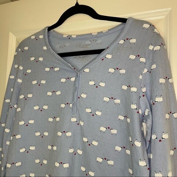Croft & Barrow Intimates Long Sleeve Sheep Pajama Top XS - Picture 3 of 8